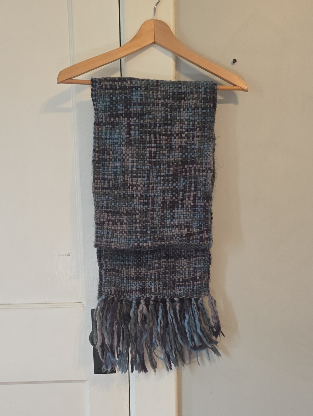 Handmade Women's Blue Multi-Color Woven Fringe Skirt